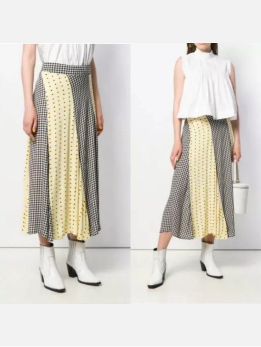 GANNI PANELED CREPE SKIRT